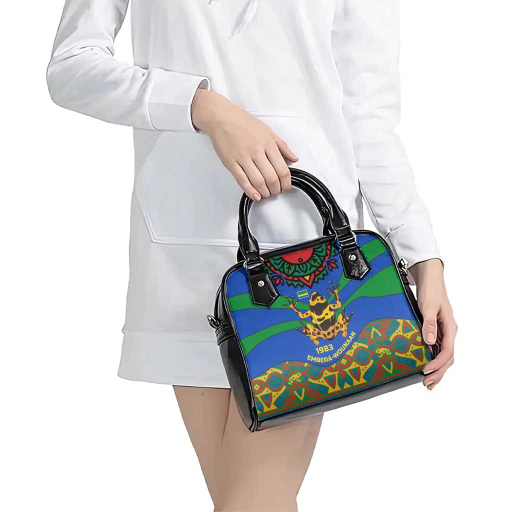 Indigenous Regions of Panama Embera-Wounaan Shoulder Handbag Frog Graphic and Indigenous Pattern Guardians of the Forest TS04