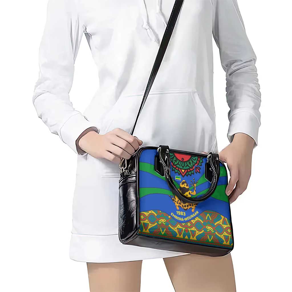 Indigenous Regions of Panama Embera-Wounaan Shoulder Handbag Frog Graphic and Indigenous Pattern Guardians of the Forest TS04