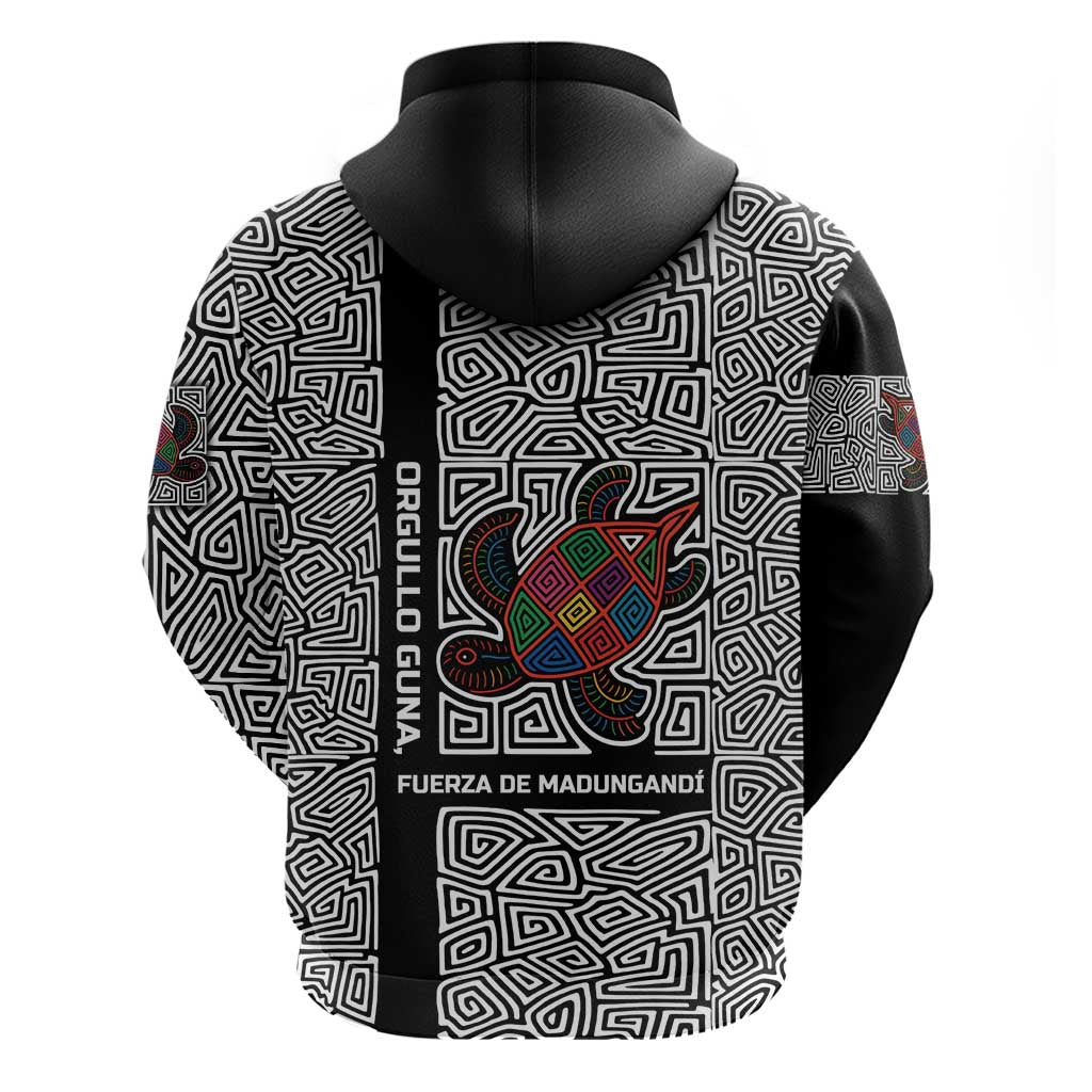 Indigenous Regions of Panama Guna de Madungandí Hoodie with Colorful Turtle and Black White Geometric Pattern TS04