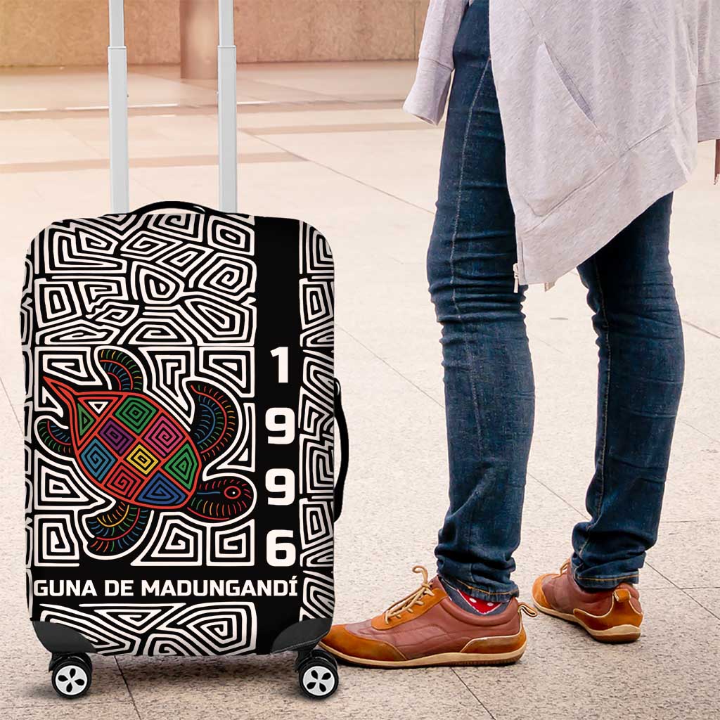 Indigenous Regions of Panama Guna de Madungandí Luggage Cover with Colorful Turtle and Black White Geometric Pattern TS04