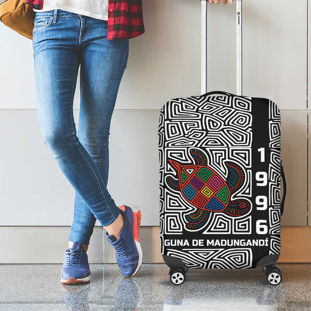 Indigenous Regions of Panama Guna de Madungandí Luggage Cover with Colorful Turtle and Black White Geometric Pattern TS04