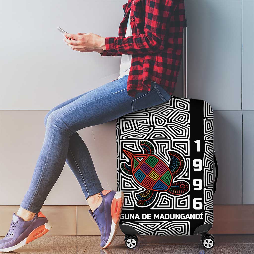 Indigenous Regions of Panama Guna de Madungandí Luggage Cover with Colorful Turtle and Black White Geometric Pattern TS04