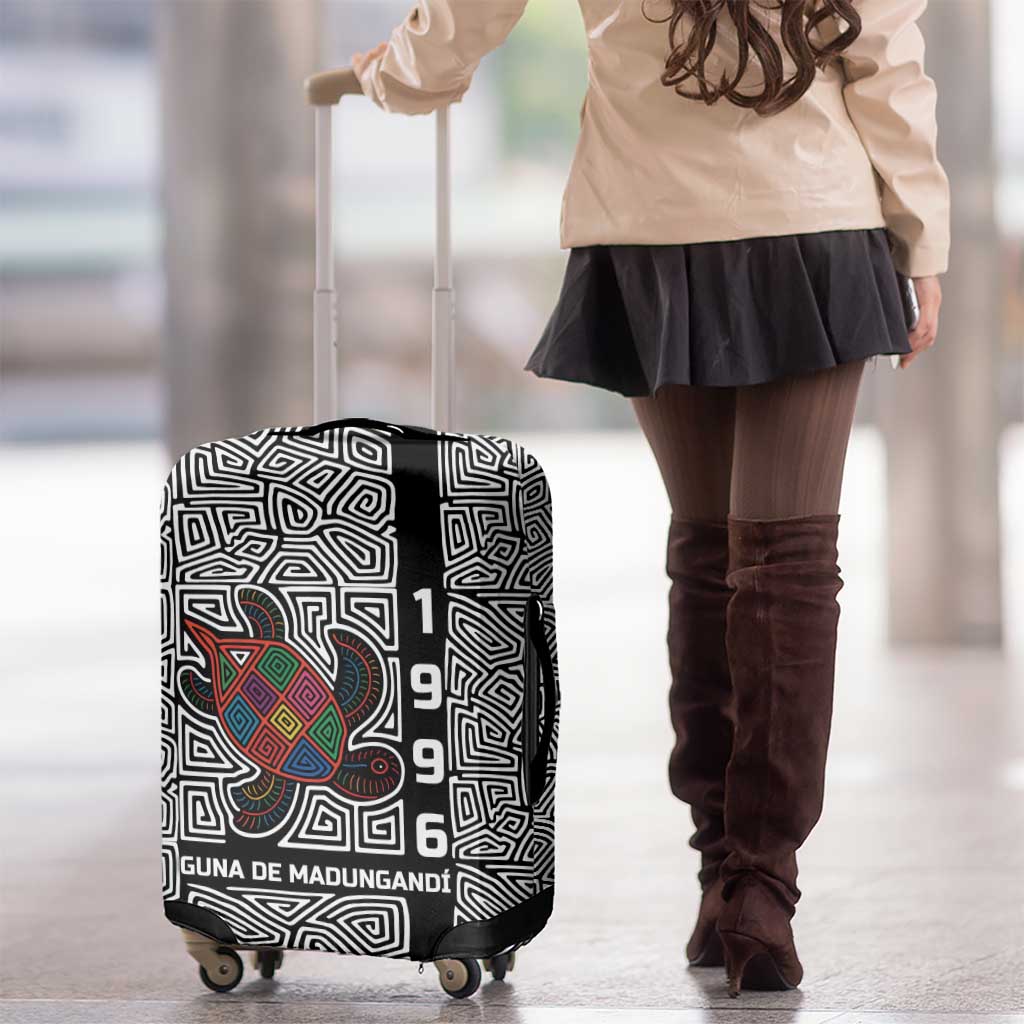 Indigenous Regions of Panama Guna de Madungandí Luggage Cover with Colorful Turtle and Black White Geometric Pattern TS04