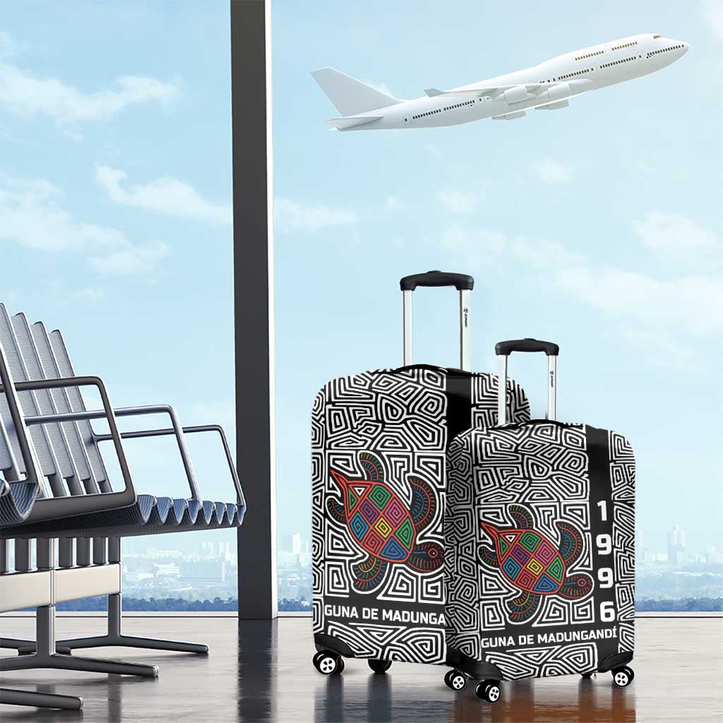 Indigenous Regions of Panama Guna de Madungandí Luggage Cover with Colorful Turtle and Black White Geometric Pattern TS04