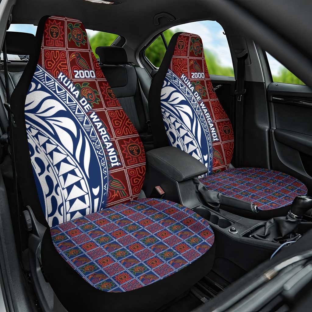 Indigenous Regions of Panama Guna de Wargandí Car Seat Cover with Tribal Pattern and Blue White Nature and People TS04