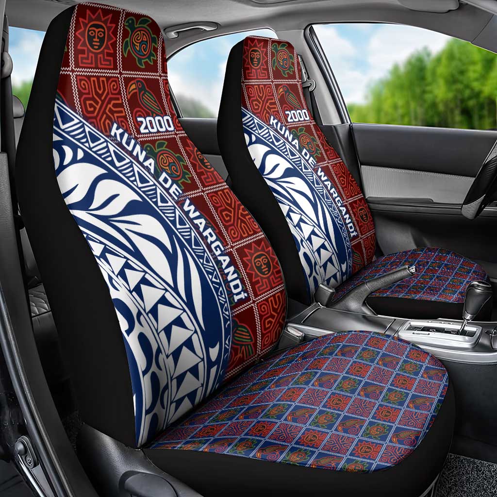 Indigenous Regions of Panama Guna de Wargandí Car Seat Cover with Tribal Pattern and Blue White Nature and People TS04