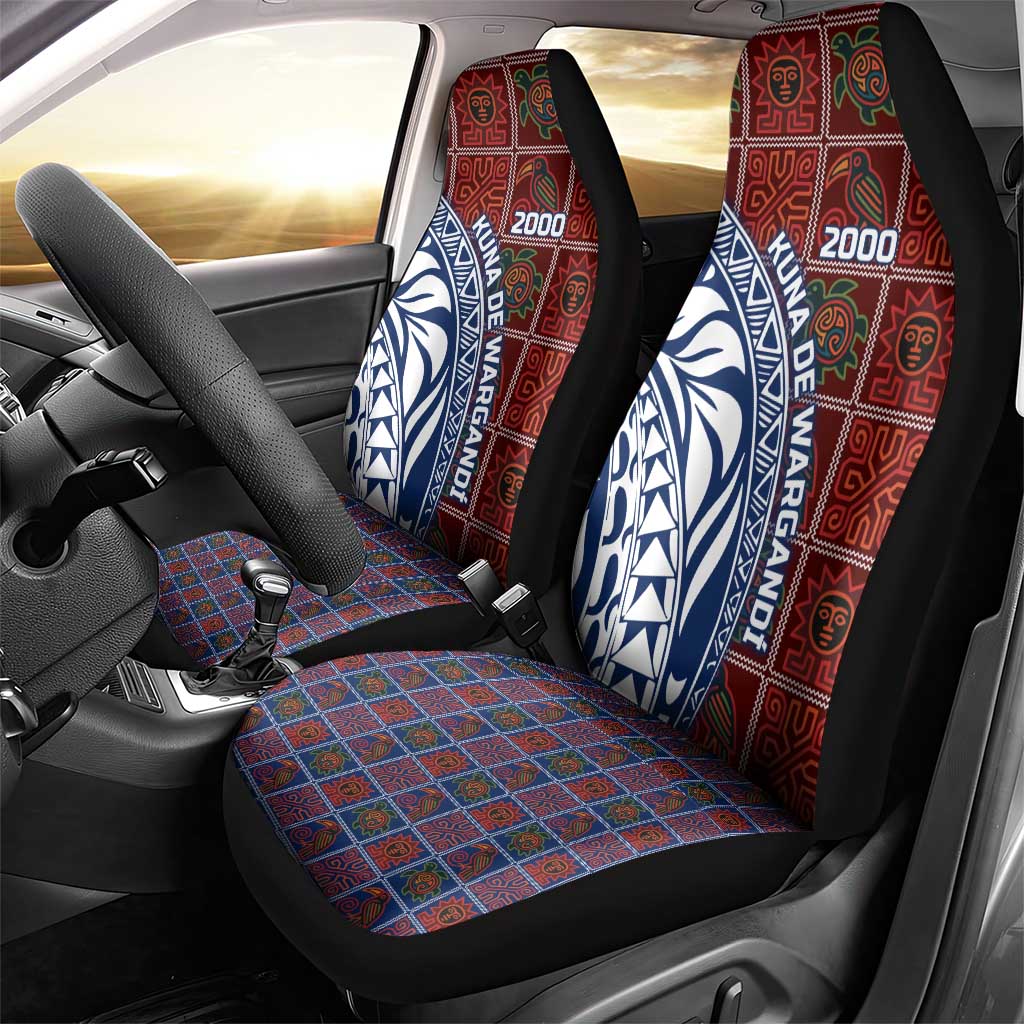 Indigenous Regions of Panama Guna de Wargandí Car Seat Cover with Tribal Pattern and Blue White Nature and People TS04