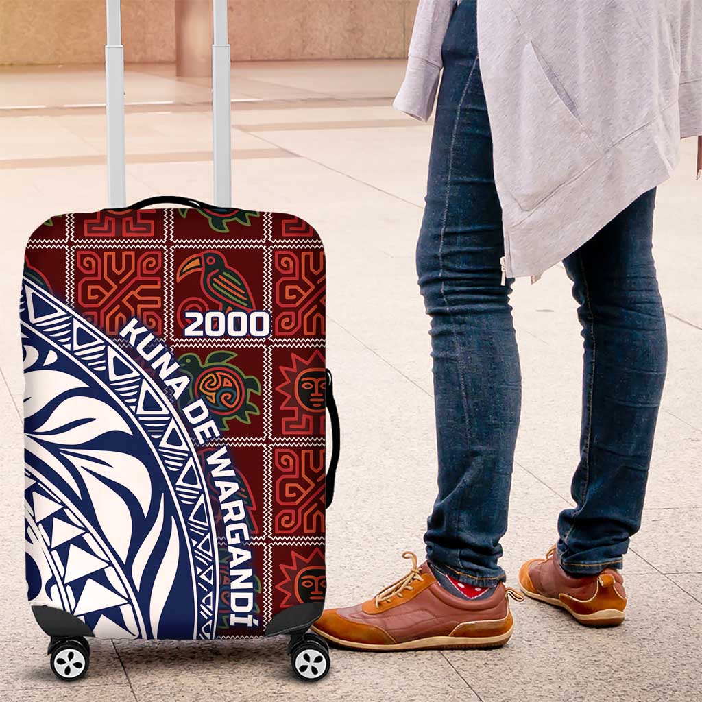 Indigenous Regions of Panama Guna de Wargandí Luggage Cover with Tribal Pattern and Blue White Nature and People TS04