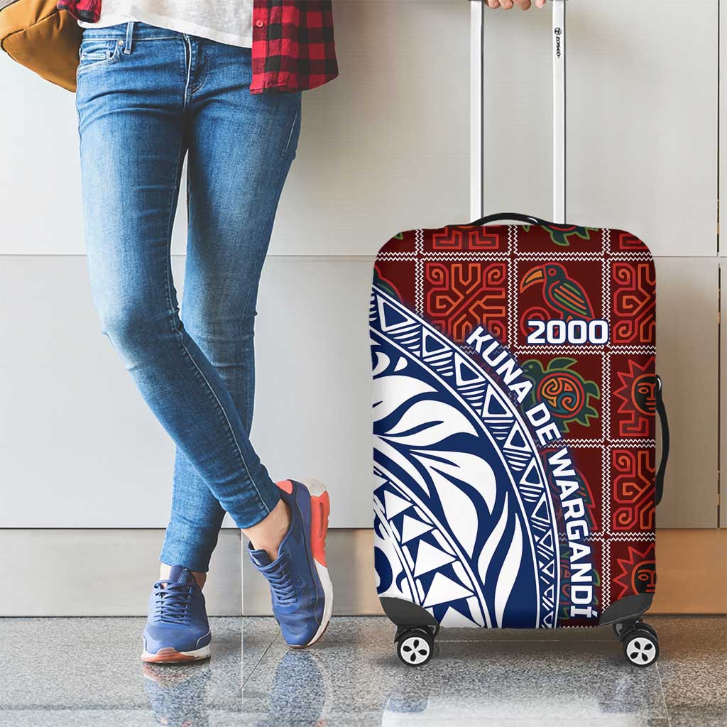 Indigenous Regions of Panama Guna de Wargandí Luggage Cover with Tribal Pattern and Blue White Nature and People TS04