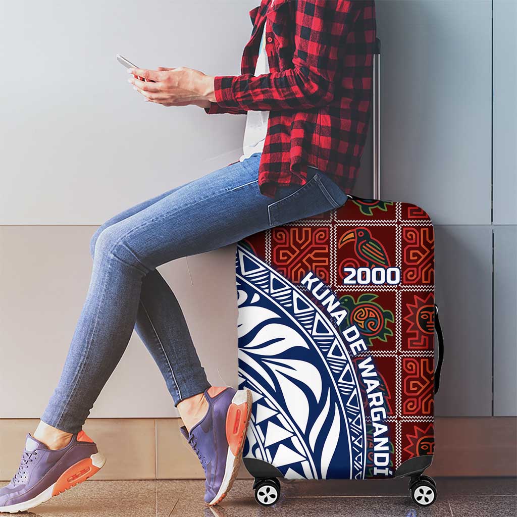 Indigenous Regions of Panama Guna de Wargandí Luggage Cover with Tribal Pattern and Blue White Nature and People TS04