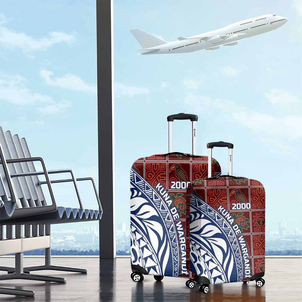 Indigenous Regions of Panama Guna de Wargandí Luggage Cover with Tribal Pattern and Blue White Nature and People TS04