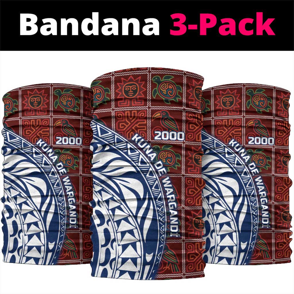 Indigenous Regions of Panama Guna de Wargandí Neck Gaiter with Tribal Pattern and Blue White Nature and People TS04