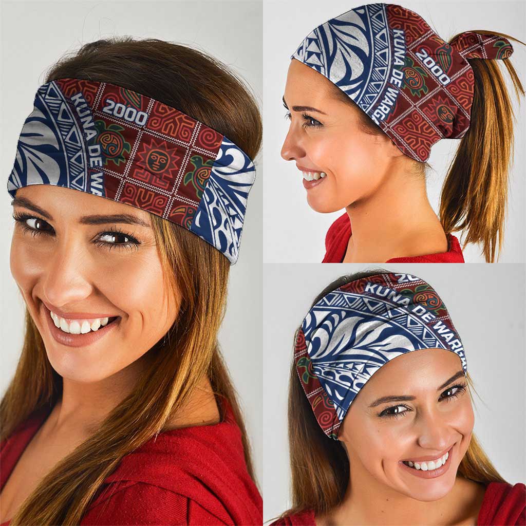 Indigenous Regions of Panama Guna de Wargandí Neck Gaiter with Tribal Pattern and Blue White Nature and People TS04