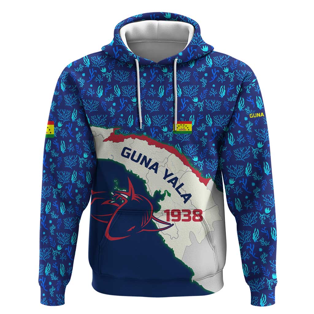 Indigenous Regions of Panama Guna Yala Hoodie with Regional Map Lobster Graphic and Coral Pattern 1938 TS04
