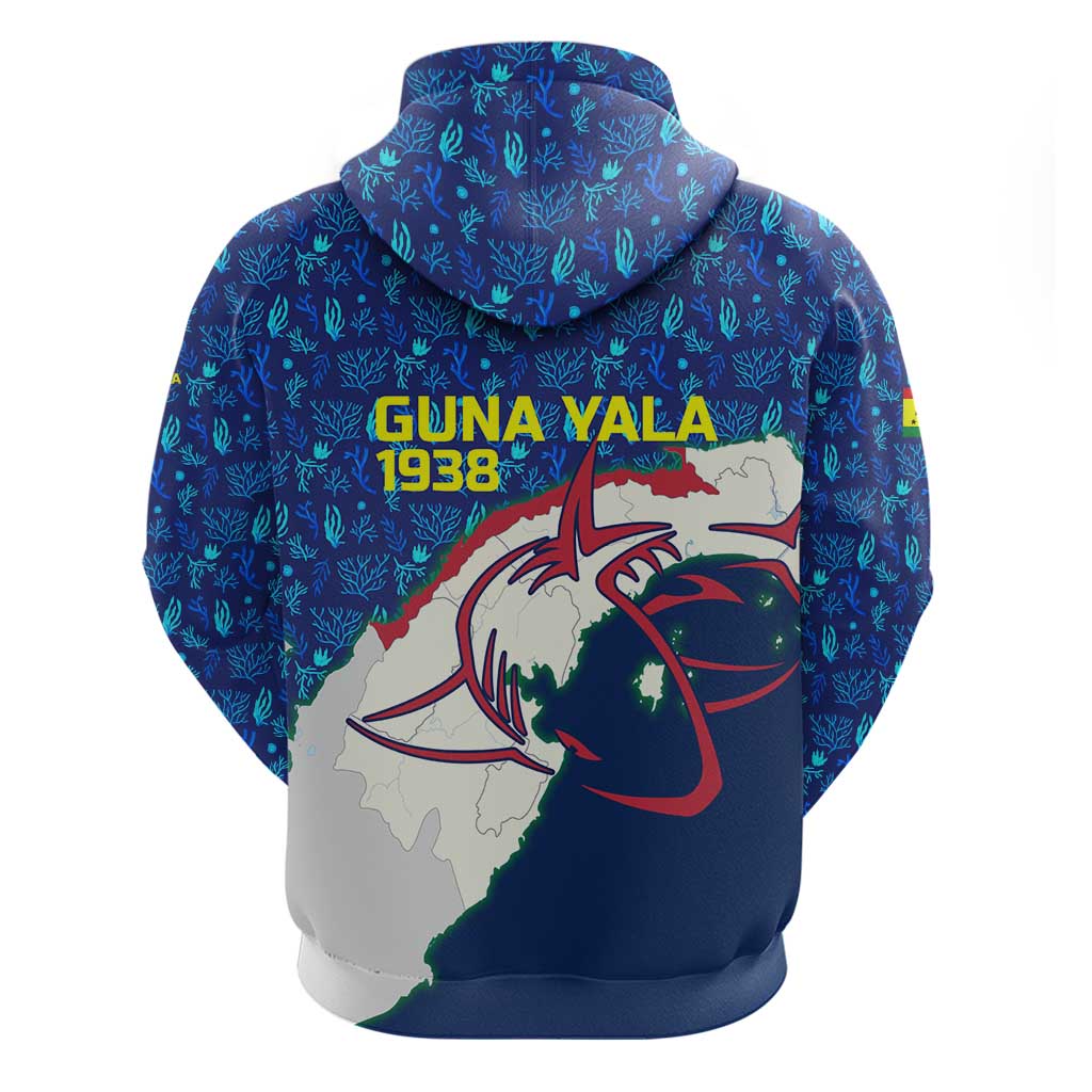 Indigenous Regions of Panama Guna Yala Hoodie with Regional Map Lobster Graphic and Coral Pattern 1938 TS04