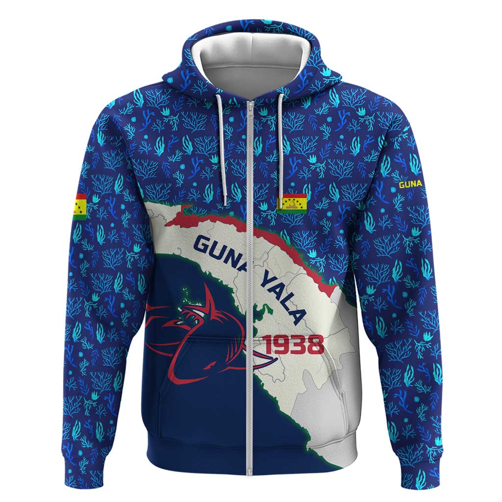 Indigenous Regions of Panama Guna Yala Hoodie with Regional Map Lobster Graphic and Coral Pattern 1938 TS04