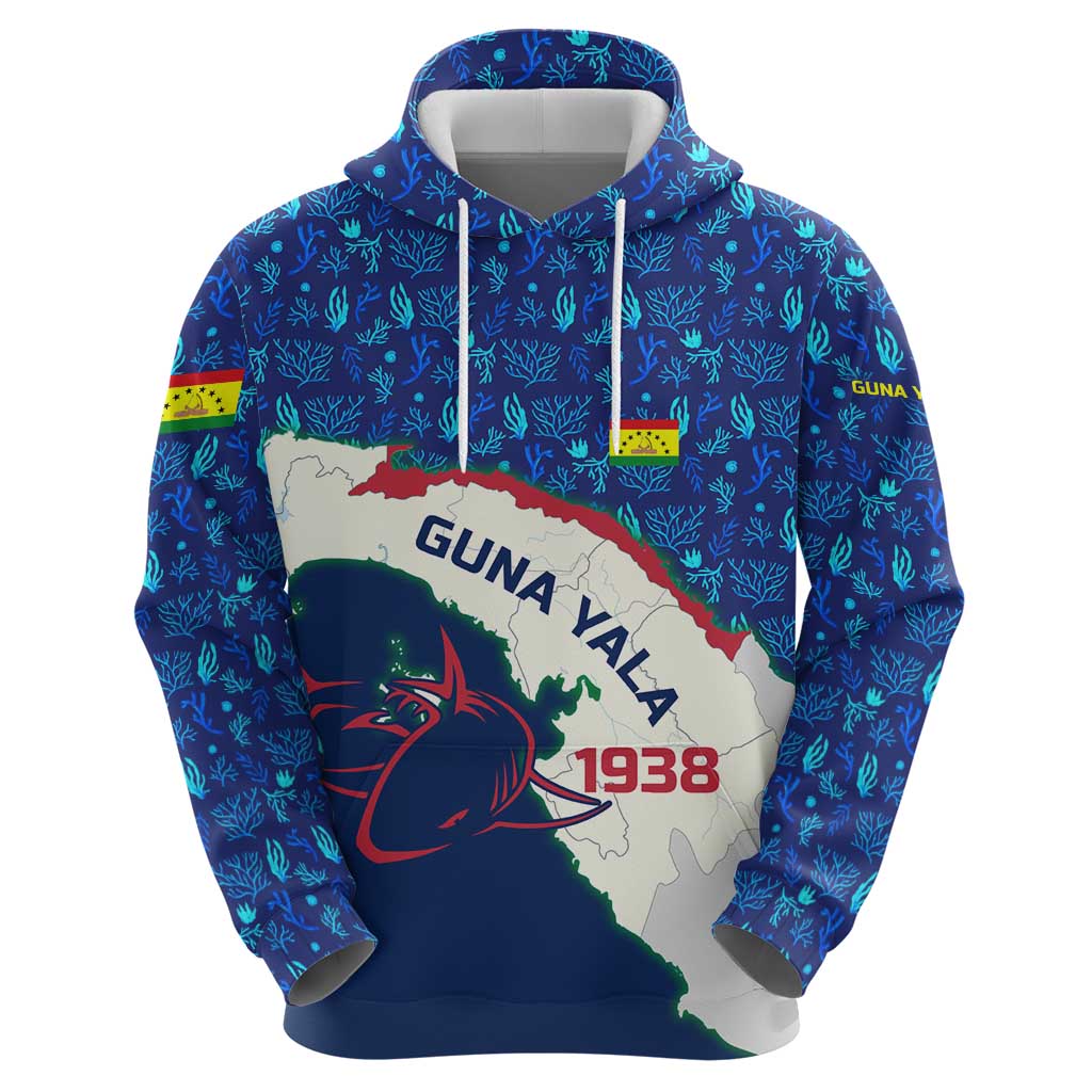 Indigenous Regions of Panama Guna Yala Hoodie with Regional Map Lobster Graphic and Coral Pattern 1938 TS04