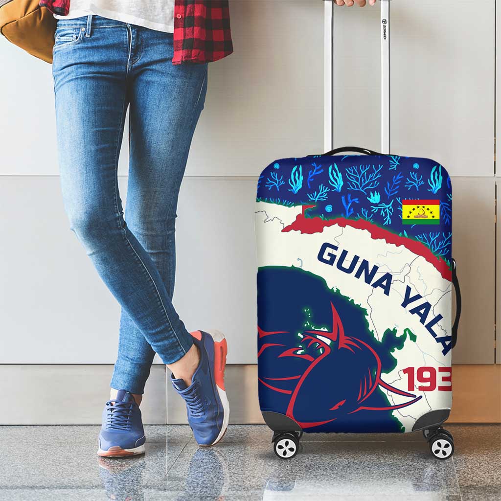Indigenous Regions of Panama Guna Yala Luggage Cover with Regional Map Lobster Graphic and Coral Pattern 1938 TS04