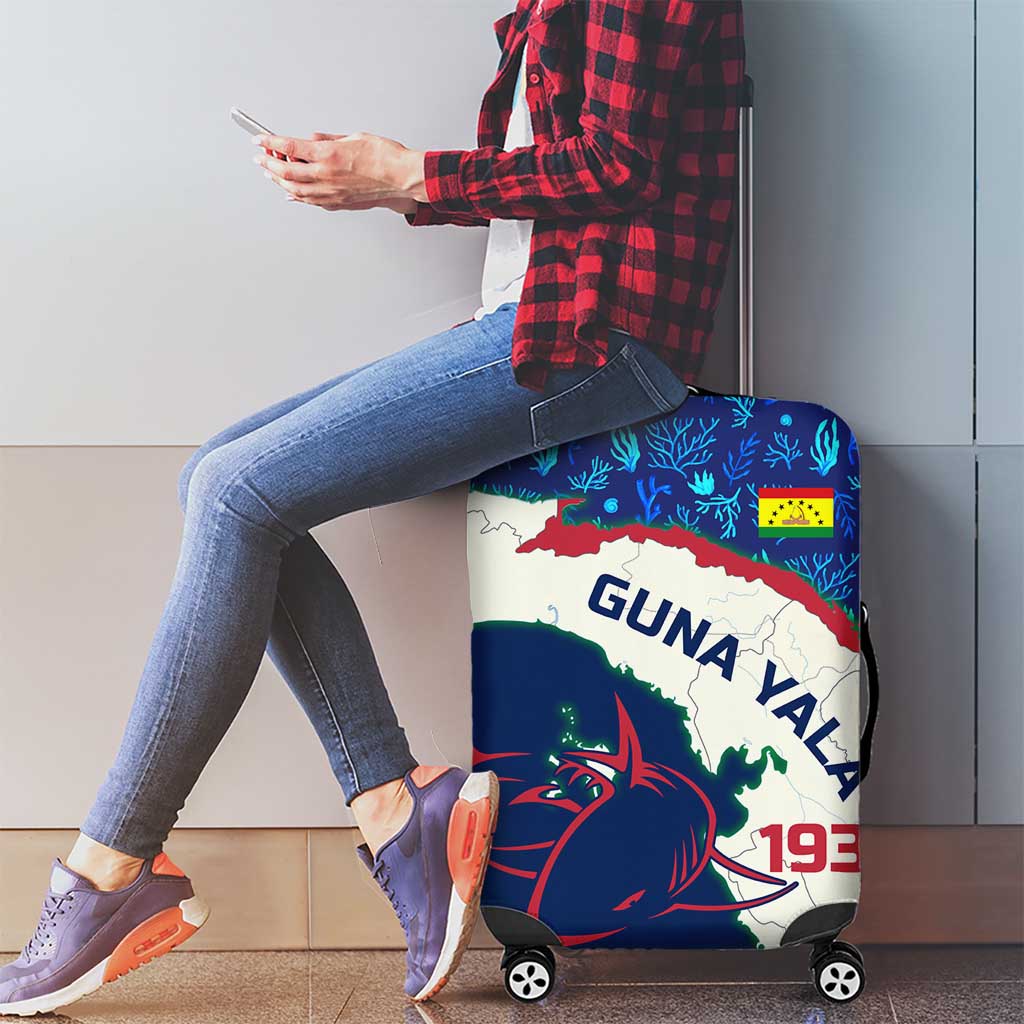 Indigenous Regions of Panama Guna Yala Luggage Cover with Regional Map Lobster Graphic and Coral Pattern 1938 TS04