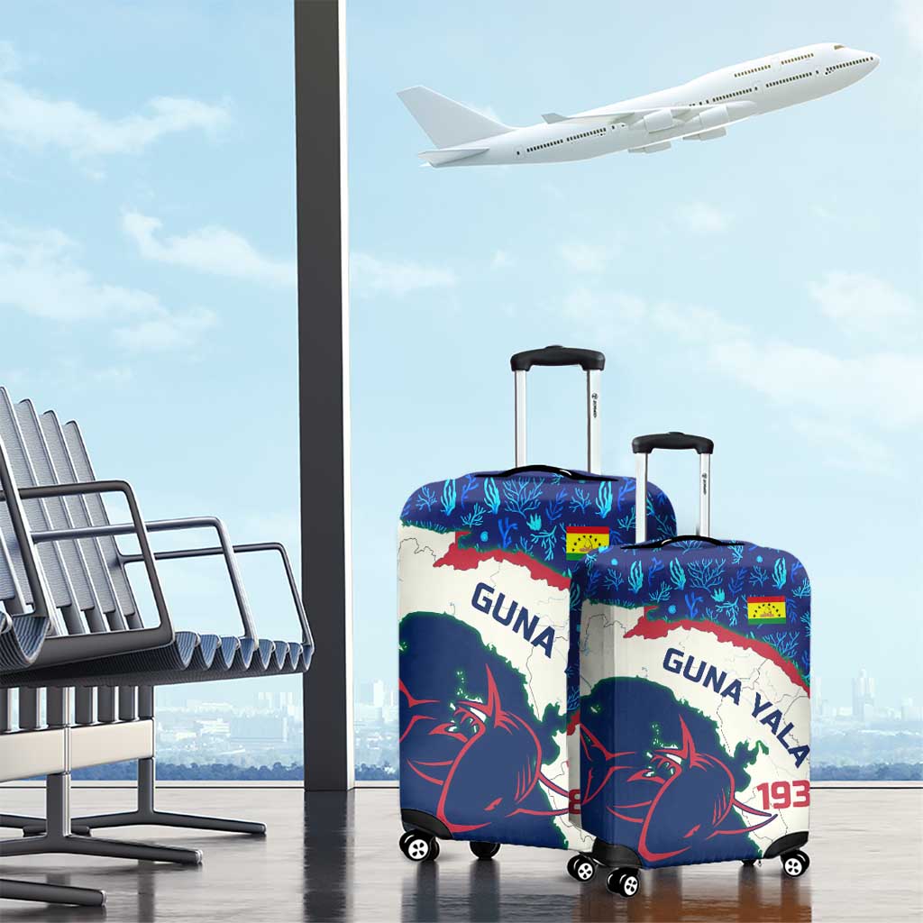 Indigenous Regions of Panama Guna Yala Luggage Cover with Regional Map Lobster Graphic and Coral Pattern 1938 TS04