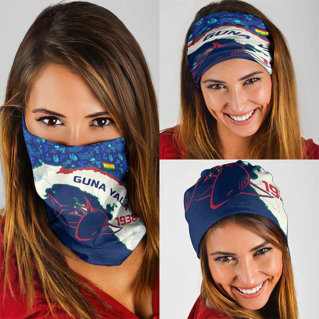 Indigenous Regions of Panama Guna Yala Neck Gaiter with Regional Map Lobster Graphic and Coral Pattern 1938 TS04