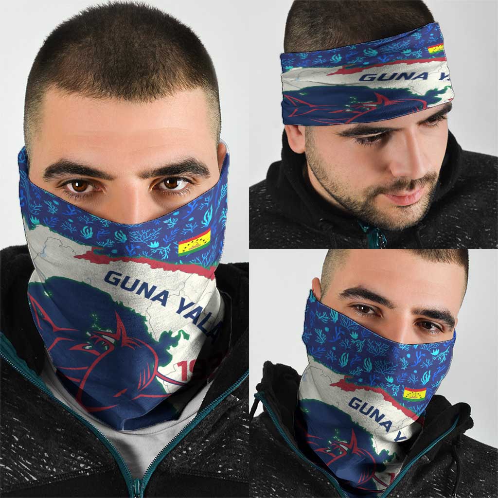 Indigenous Regions of Panama Guna Yala Neck Gaiter with Regional Map Lobster Graphic and Coral Pattern 1938 TS04