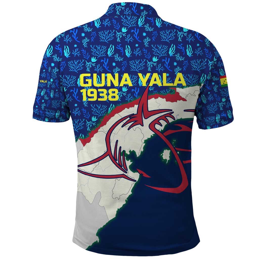Indigenous Regions of Panama Guna Yala Polo Shirt with Regional Map Lobster Graphic and Coral Pattern 1938 TS04