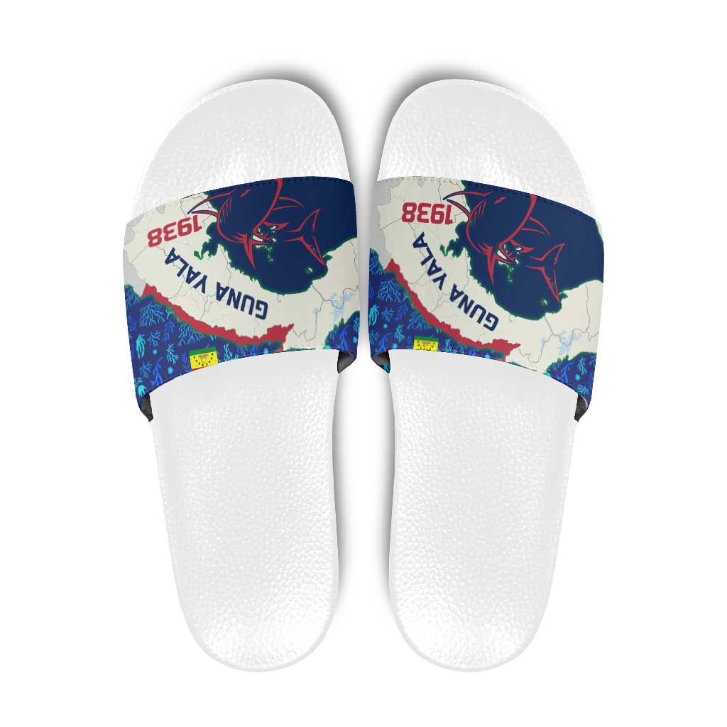 Indigenous Regions of Panama Guna Yala Slide Sandals with Regional Map Lobster Graphic and Coral Pattern 1938 TS04