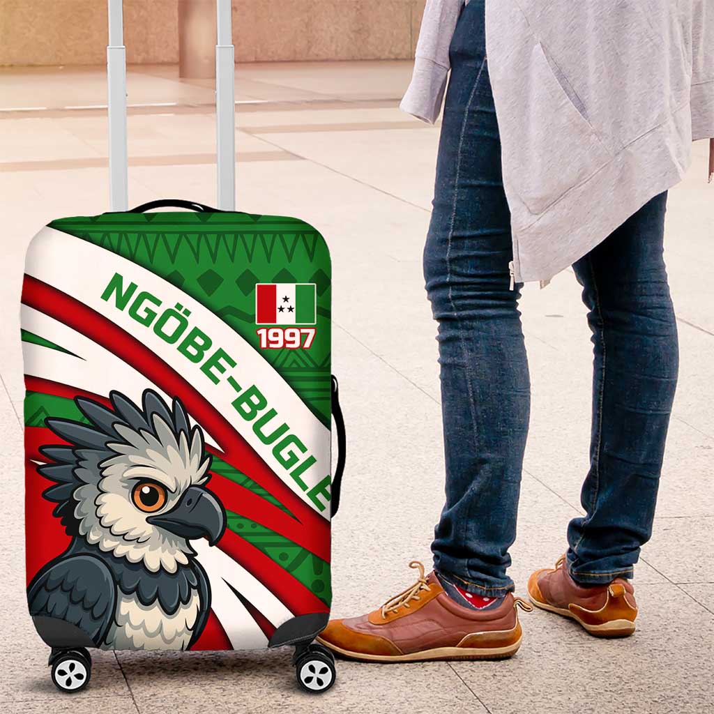 Indigenous Regions of Panama Ngabe-Bugle Luggage Cover with Harpy Eagle Graphic and Green Red Tribal Pattern 1997 TS04