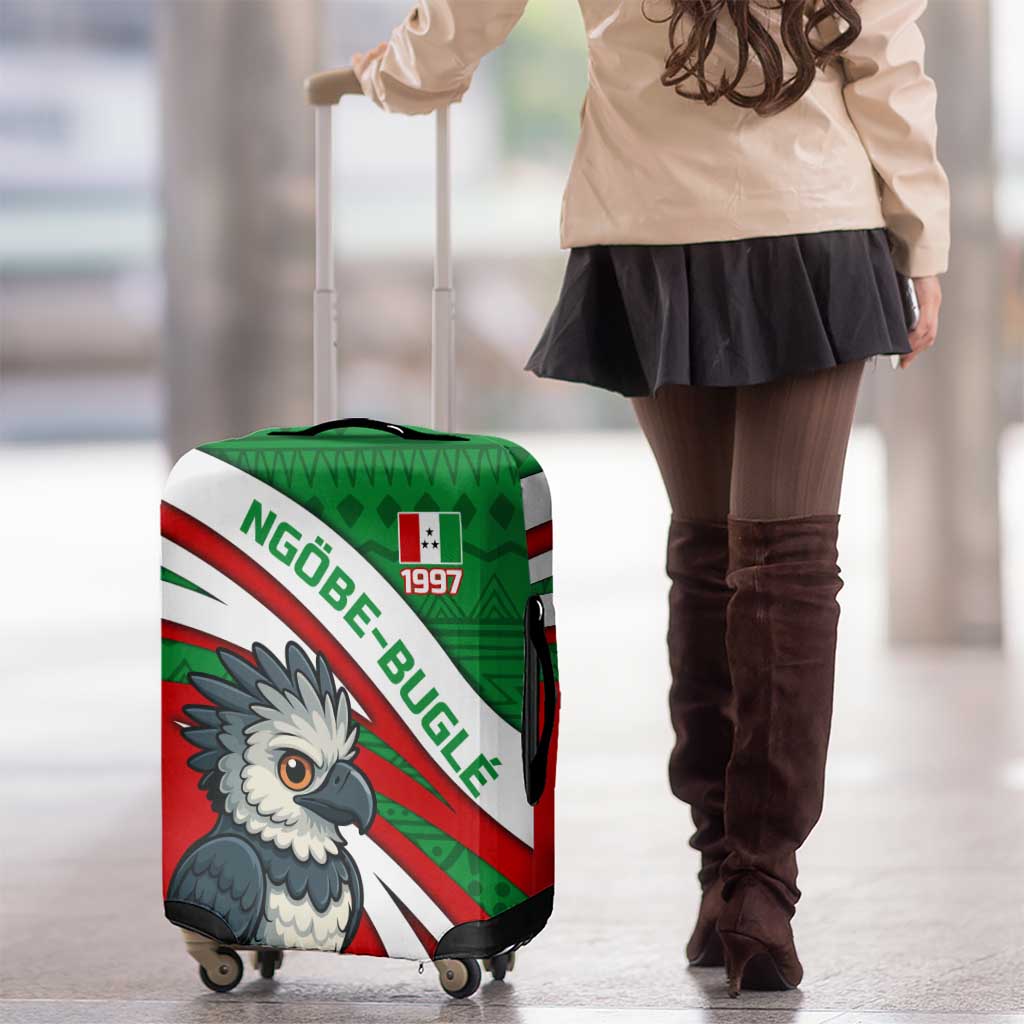 Indigenous Regions of Panama Ngabe-Bugle Luggage Cover with Harpy Eagle Graphic and Green Red Tribal Pattern 1997 TS04