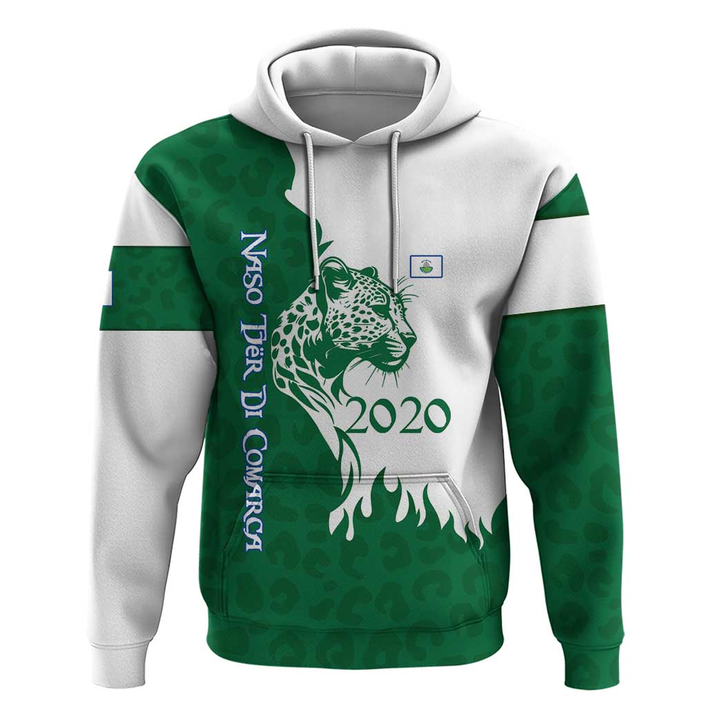 Indigenous Regions of Panama Naso Tjer Di Comarca Hoodie with Jaguar Graphic and Green White Territory and Life 2020 TS04