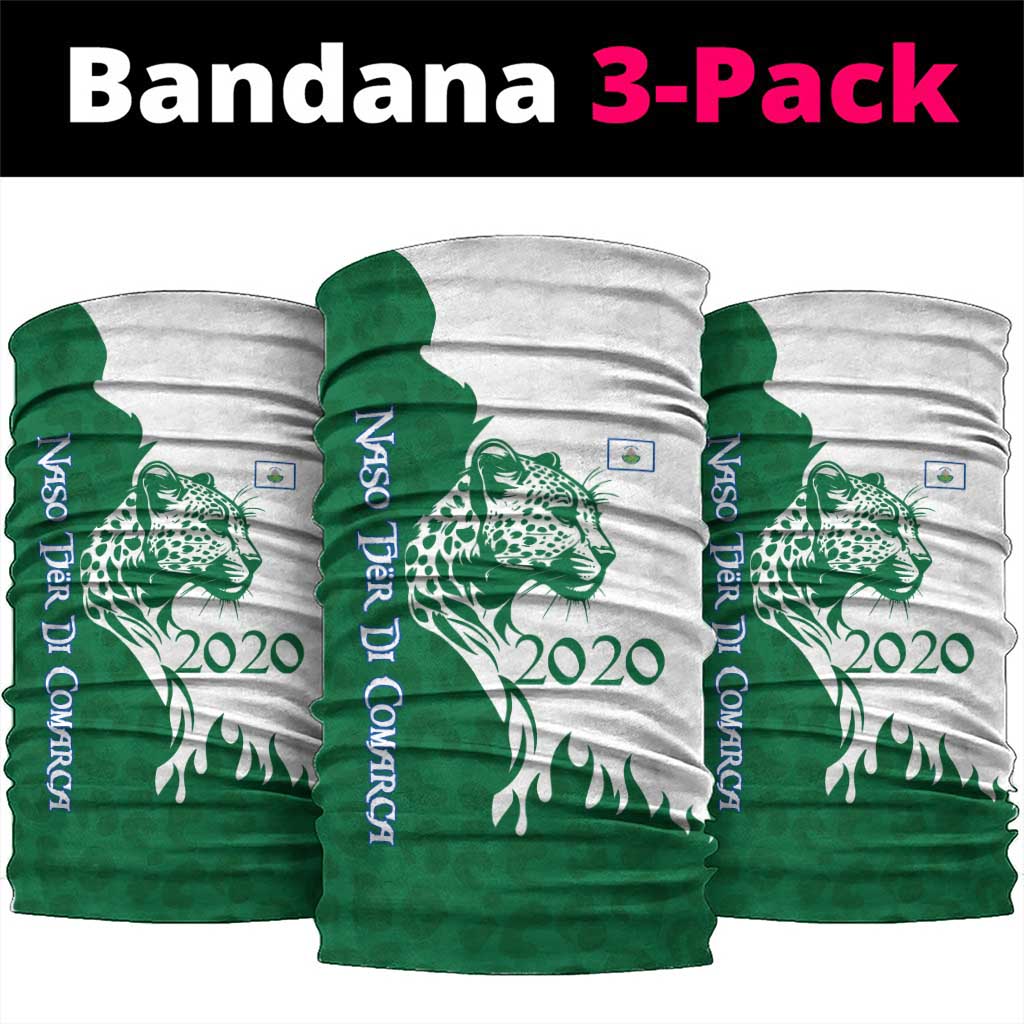Indigenous Regions of Panama Naso Tjer Di Comarca Neck Gaiter with Jaguar Graphic and Green White Territory and Life 2020 TS04