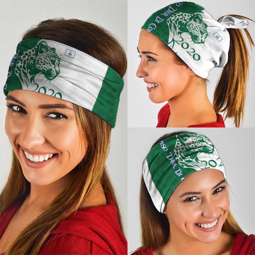 Indigenous Regions of Panama Naso Tjer Di Comarca Neck Gaiter with Jaguar Graphic and Green White Territory and Life 2020 TS04