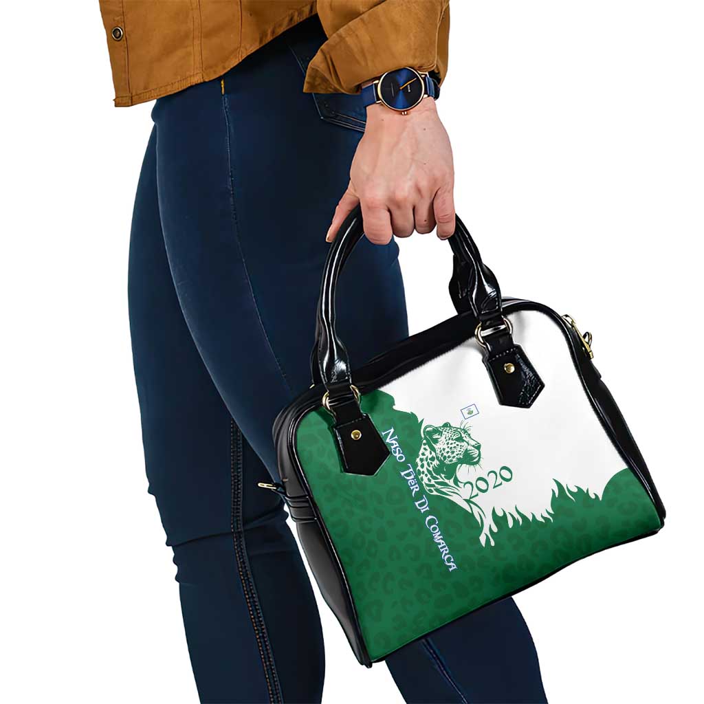 Indigenous Regions of Panama Naso Tjer Di Comarca Shoulder Handbag with Jaguar Graphic and Green White Territory and Life 2020 TS04