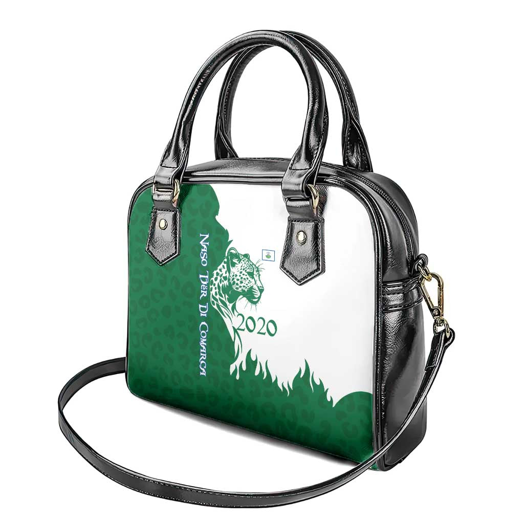 Indigenous Regions of Panama Naso Tjer Di Comarca Shoulder Handbag with Jaguar Graphic and Green White Territory and Life 2020 TS04