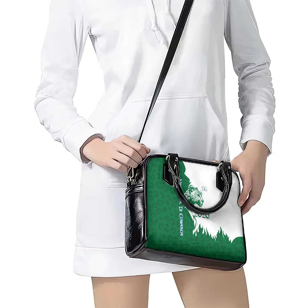 Indigenous Regions of Panama Naso Tjer Di Comarca Shoulder Handbag with Jaguar Graphic and Green White Territory and Life 2020 TS04