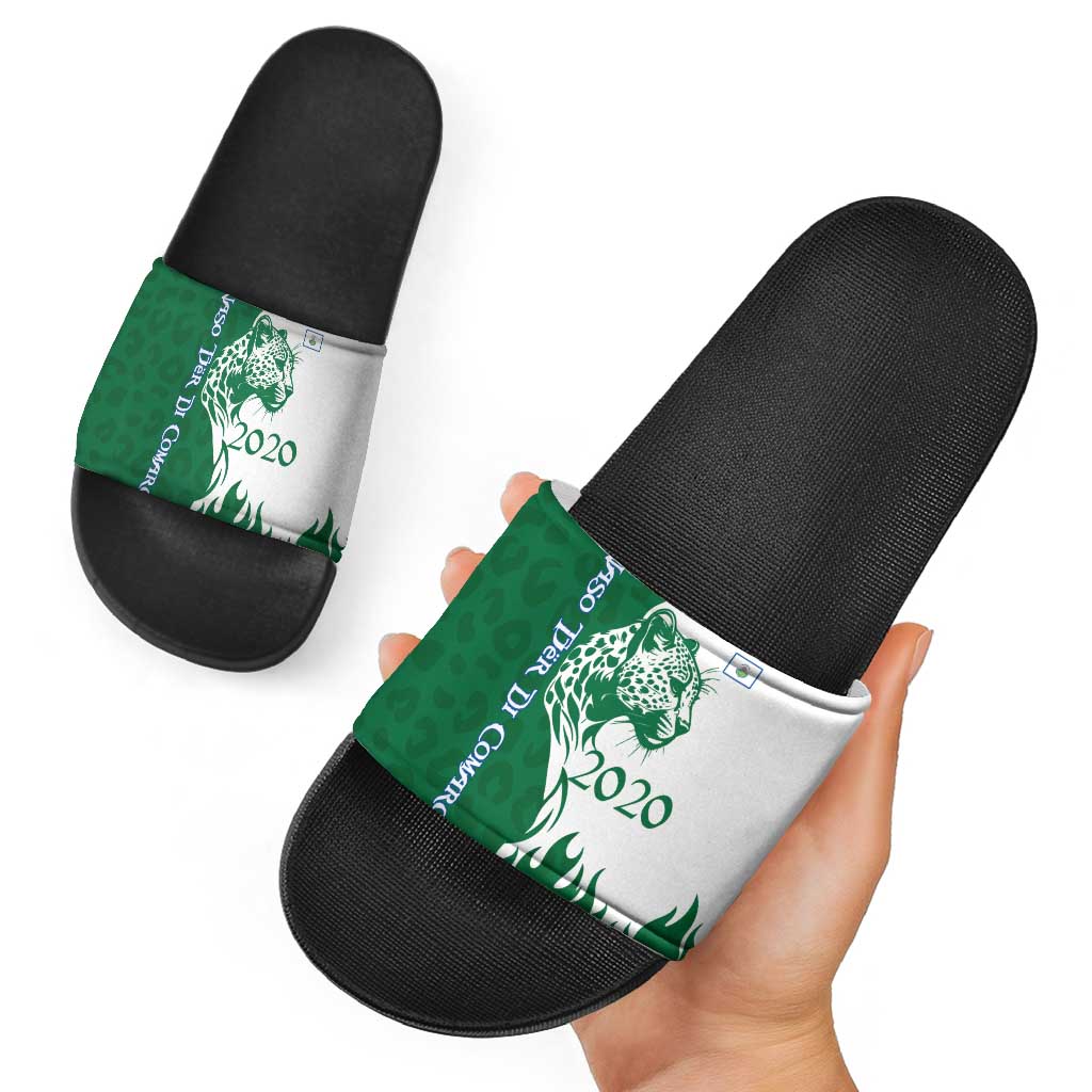 Indigenous Regions of Panama Naso Tjer Di Comarca Slide Sandals with Jaguar Graphic and Green White Territory and Life 2020 TS04