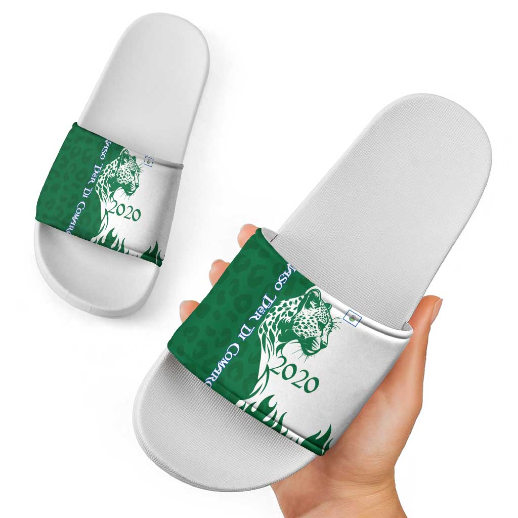 Indigenous Regions of Panama Naso Tjer Di Comarca Slide Sandals with Jaguar Graphic and Green White Territory and Life 2020 TS04