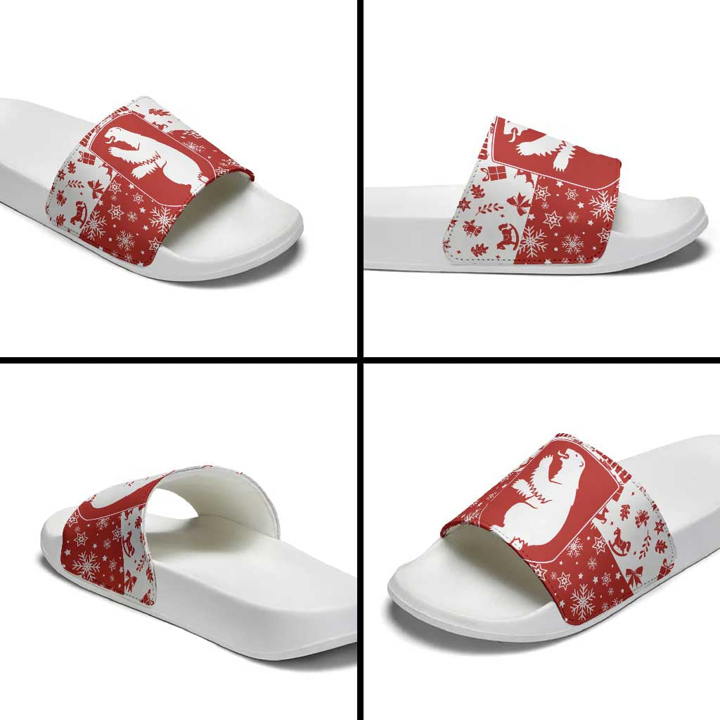 Greenland Christmas Slide Sandals Land of Ice Heart of Fire TS04