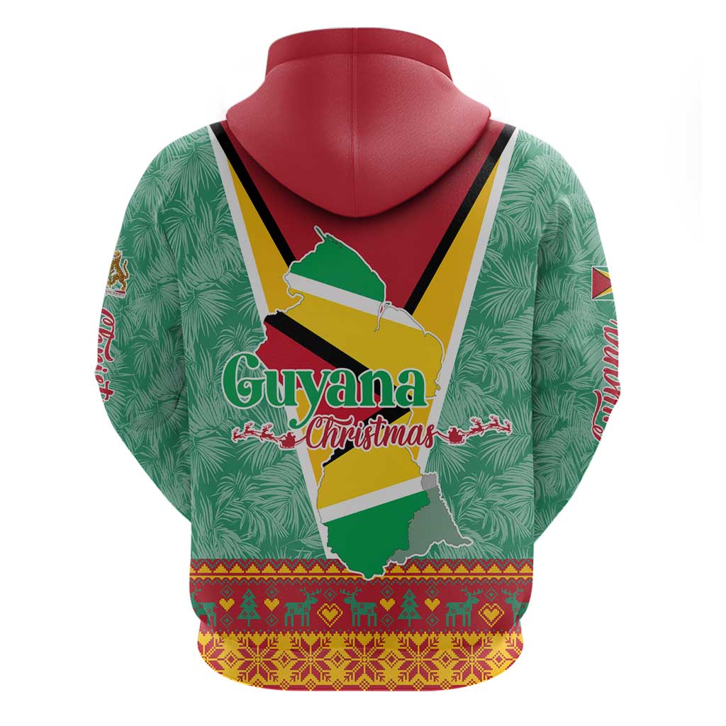 Guyana Christmas Santa Leopard Hoodie with Green Red Yellow Gift and Map TS04