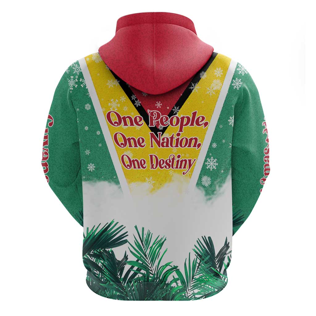 Guyana Flag Hoodie Christmas Santa Jaguar and National Motto Green Yellow TS04