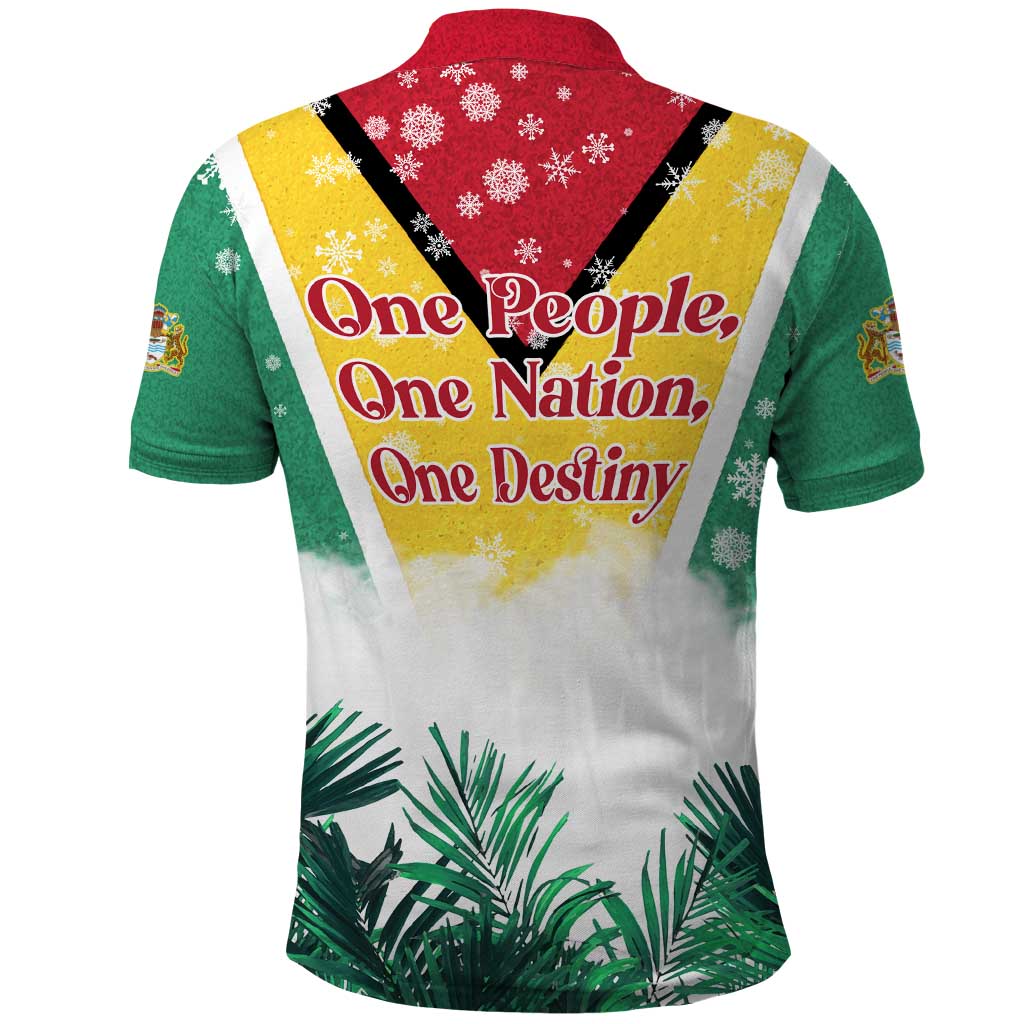 Guyana Flag Polo Shirt Christmas Santa Jaguar and National Motto Green Yellow TS04