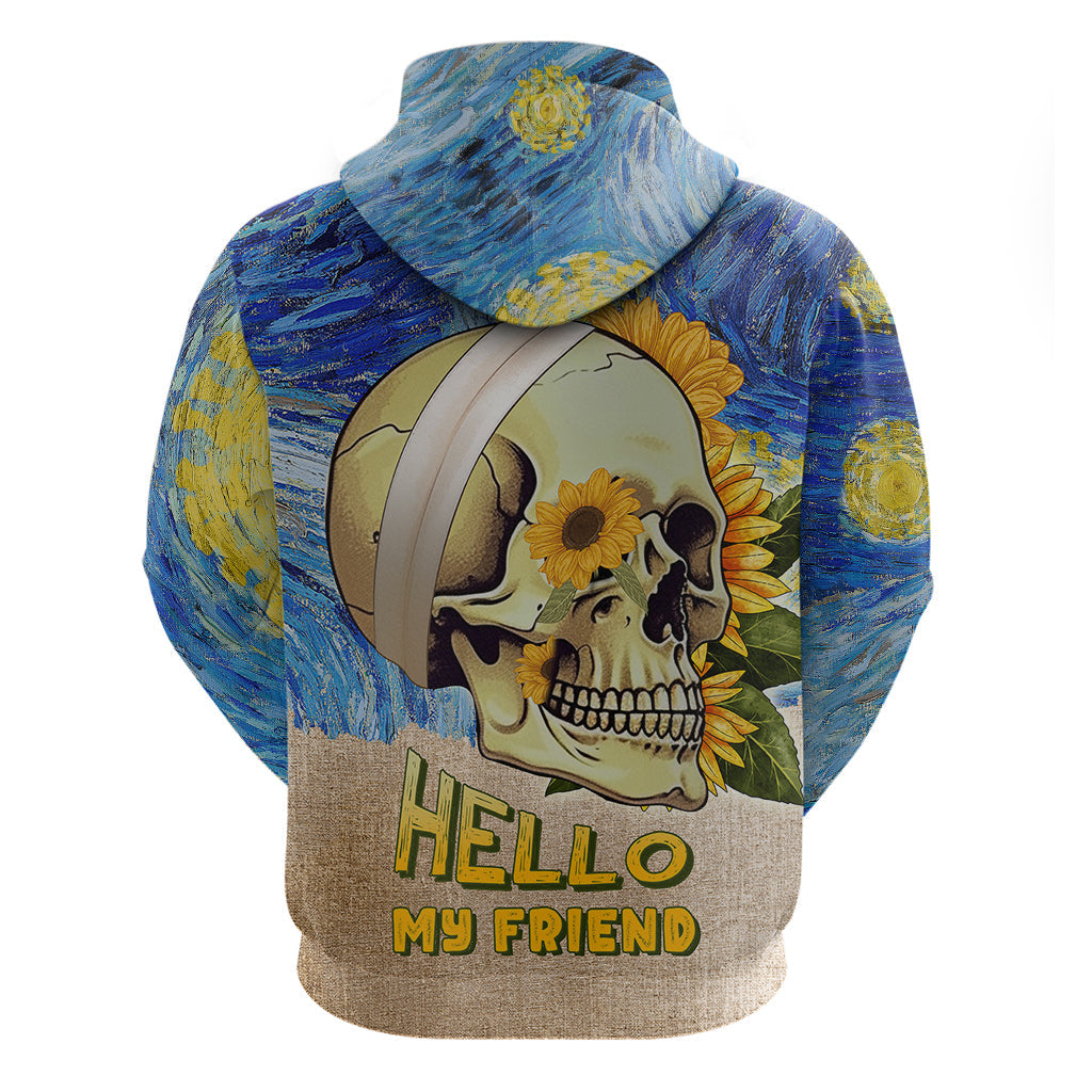 Van Gogh Style Skull Hoodie Hello My Friend TS04