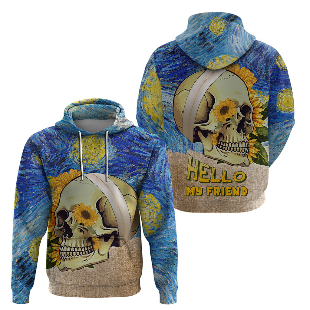 Van Gogh Style Skull Hoodie Hello My Friend TS04