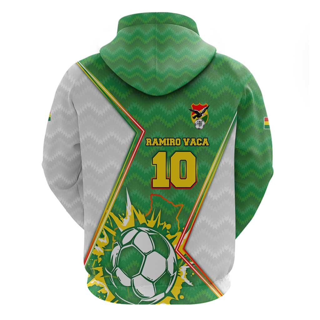 Personalized Bolivia La Verde Soccer Hoodie with Number and Flaming Ball Graphic TS04