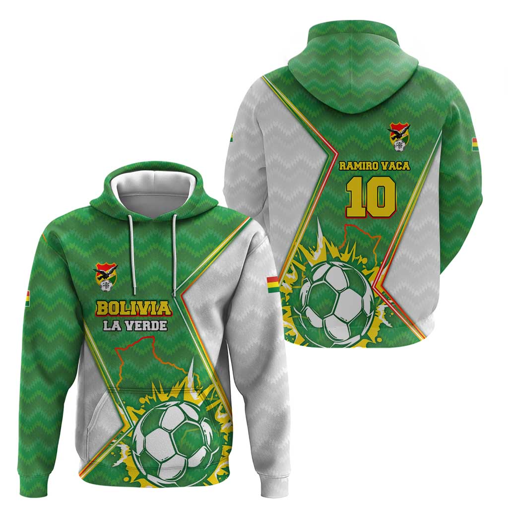 Personalized Bolivia La Verde Soccer Hoodie with Number and Flaming Ball Graphic TS04