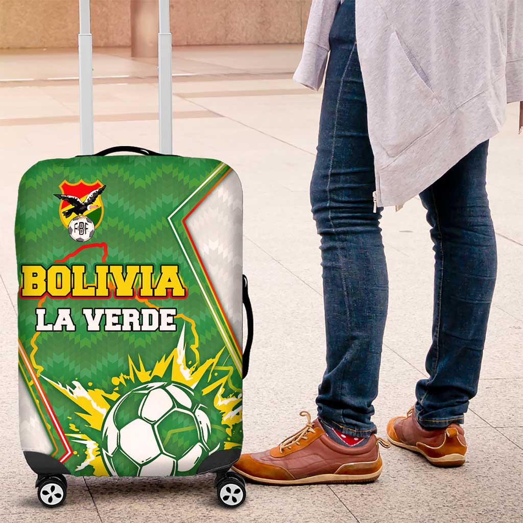 Bolivia La Verde Soccer Luggage Cover with Number and Flaming Ball Graphic TS04