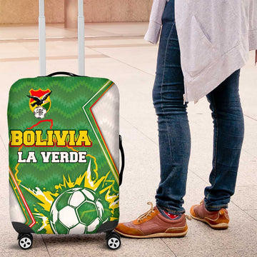 Bolivia La Verde Soccer Luggage Cover with Number and Flaming Ball Graphic TS04