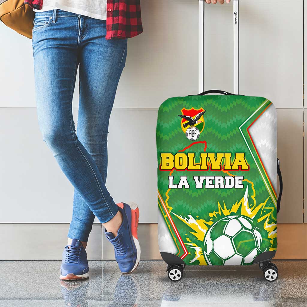 Bolivia La Verde Soccer Luggage Cover with Number and Flaming Ball Graphic TS04