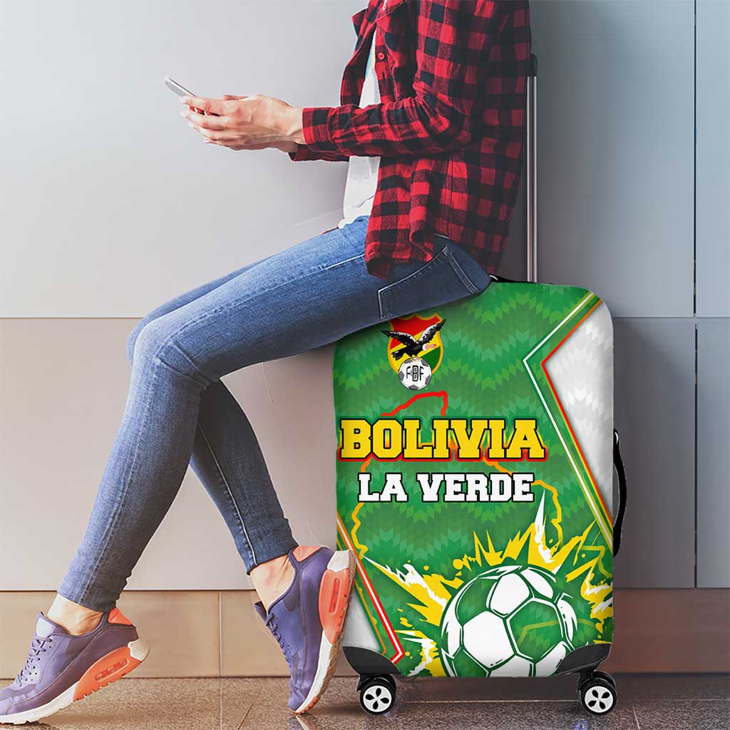 Bolivia La Verde Soccer Luggage Cover with Number and Flaming Ball Graphic TS04